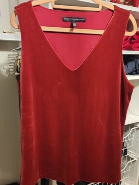 White House Black Market Red Velvet V-Neck Shell